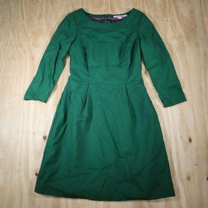 Boden Green High Neck Wool Sheath Dress 3/4 Sleeve Women's Size 4R